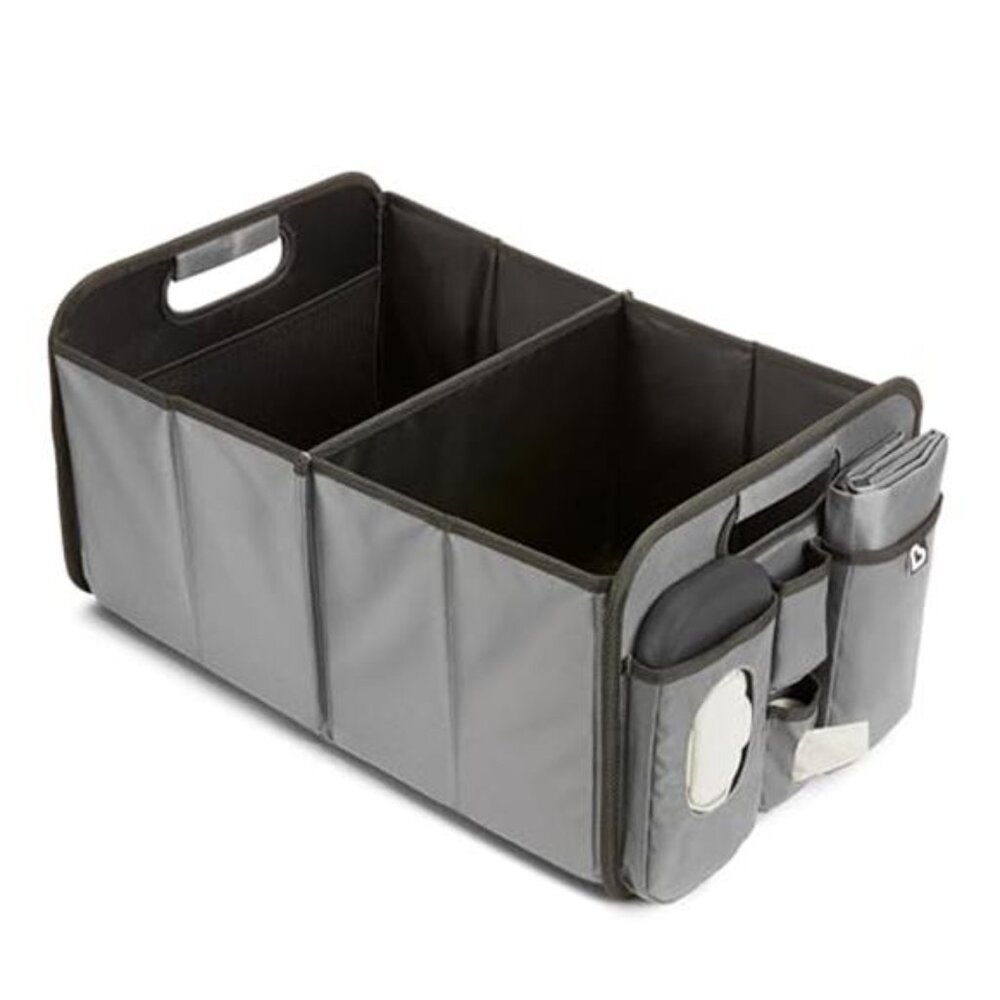 Car Trunk Organizer for Baby Diaper Storage Portable Changing Pad Wet Wipes Grey
